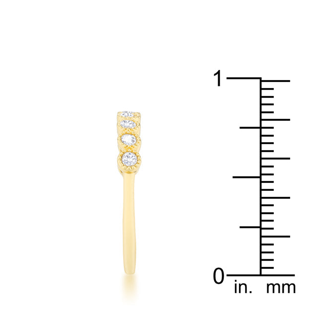 Lovcia Delicate 14k Gold Band with 0.27ct CZ Round Stones-Rings-5-5