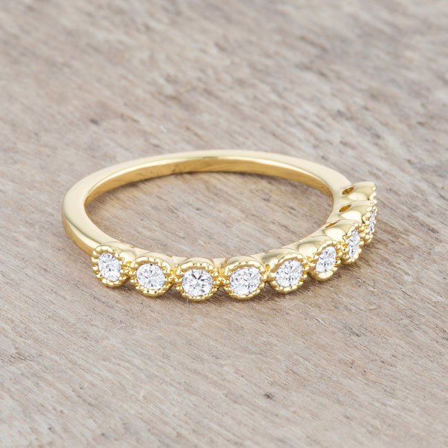 Lovcia Delicate 14k Gold Band with 0.27ct CZ Round Stones-Rings-5-5