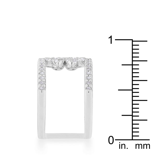 Lovcia Delicate Clover Wrap Ring with 0.4ct CZ and Rhodium Finish-Rings-5-5