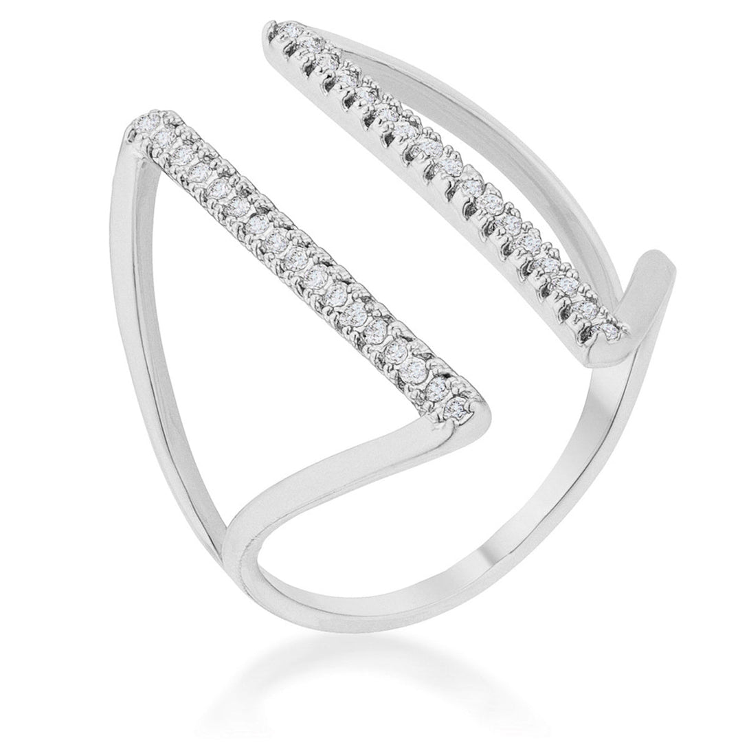 Lovcia Delicate Sleek Brilliance 0.2ct CZ Rhodium Open Ring-Rings-5-5