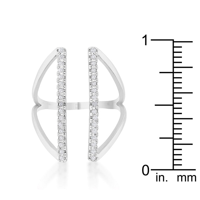 Lovcia Delicate Sleek Brilliance 0.2ct CZ Rhodium Open Ring-Rings-5-5