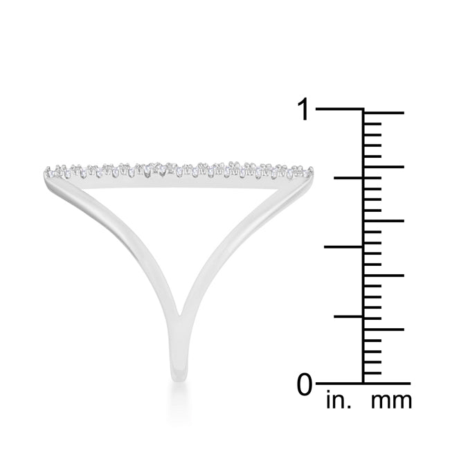 Lovcia Delicate Sleek Brilliance 0.2ct CZ Rhodium Open Ring-Rings-5-5