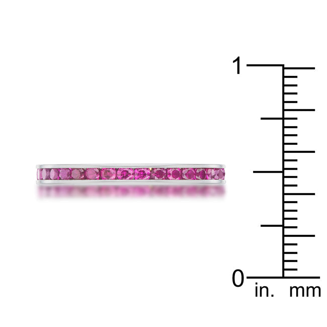 Lovcia Delicate Sleek Brilliance 0.5ct Garnet CZ Channel Set Stainless Steel Eternity Ring-Rings-5-5
