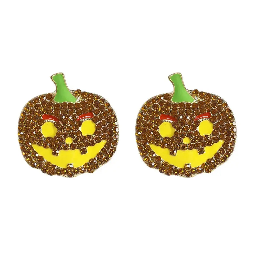 Lovcia Demon Pumpkin Rhinestone Alloy Earrings-Earrings-Banana Yellow-One Size-Banana Yellow