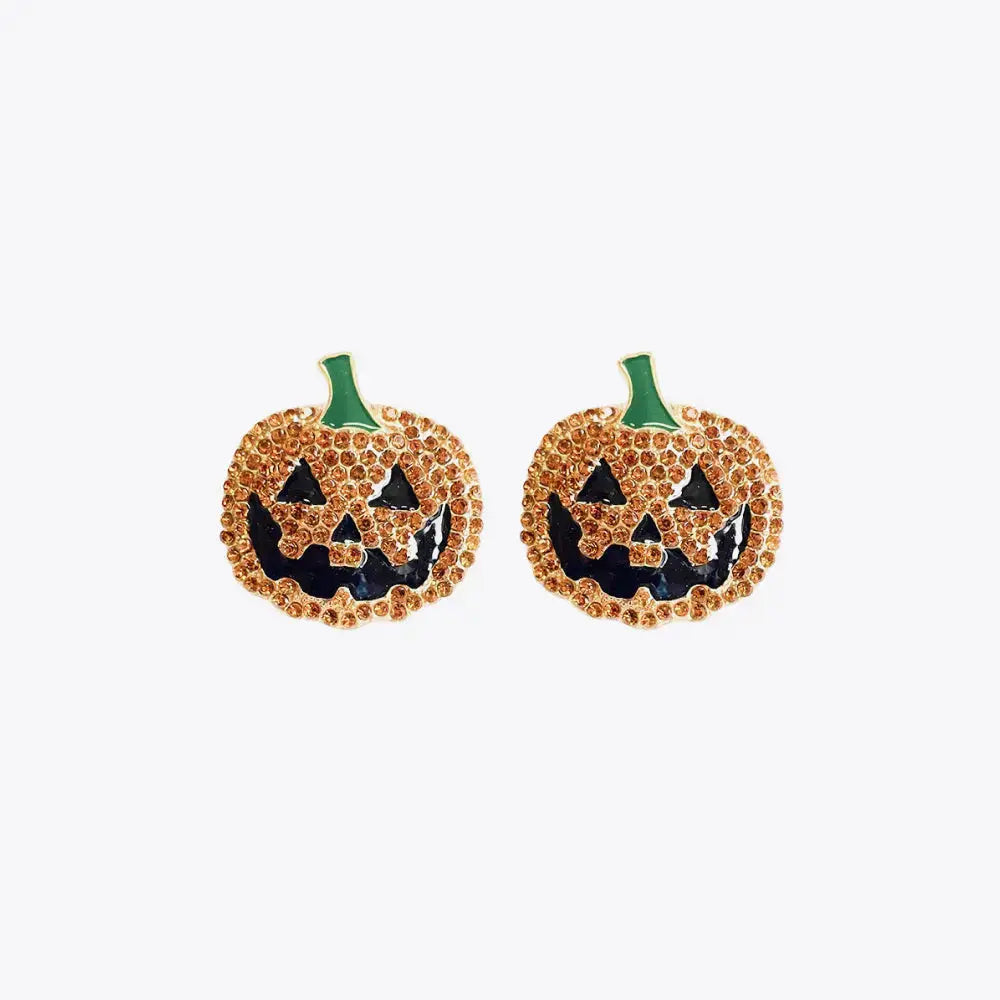 Lovcia Demon Pumpkin Rhinestone Alloy Earrings-Earrings-Caramel-One Size-Caramel