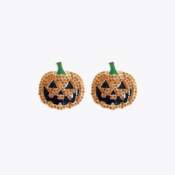 Lovcia Demon Pumpkin Rhinestone Alloy Earrings-Earrings-Caramel-One Size-Caramel