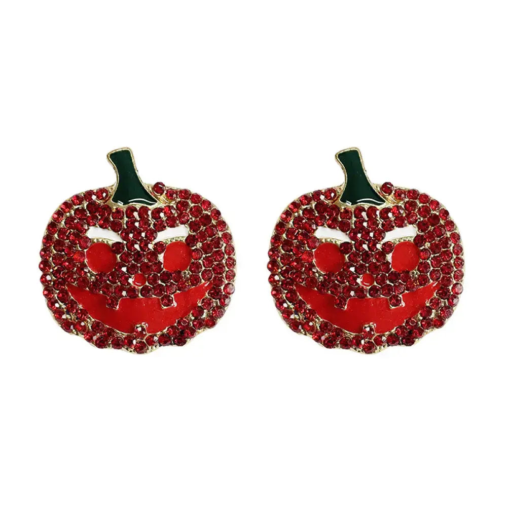 Lovcia Demon Pumpkin Rhinestone Alloy Earrings-Earrings-Deep Red-One Size-Deep Red