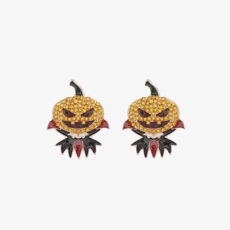 Lovcia Demon Pumpkin Rhinestone Alloy Earrings-Earrings-Pumpkin-One Size-Pumpkin