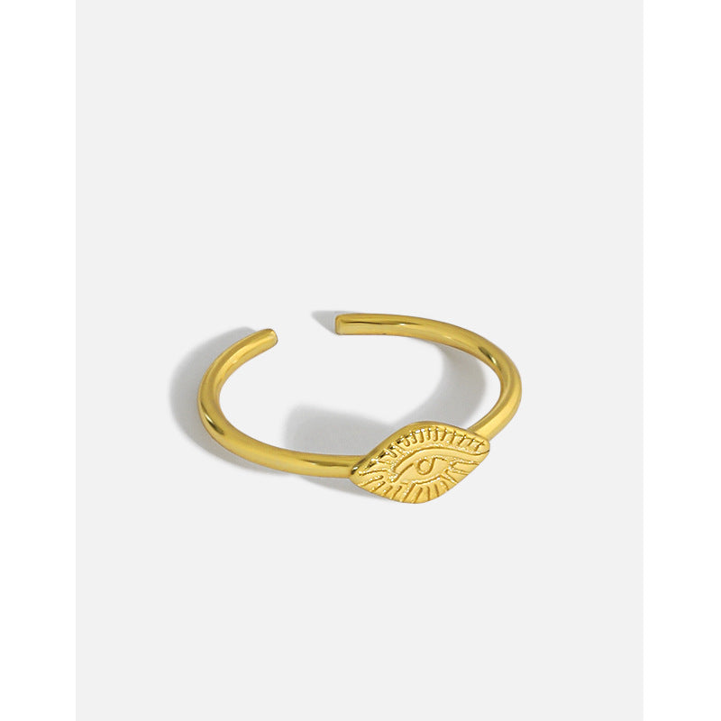 Lovcia Devils Eye 925 Sterling Silver Adjustable Ring Gold-Rings-Rhodium-Rhodium