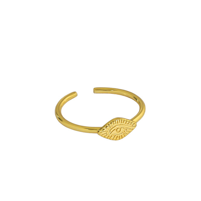 Lovcia Devils Eye 925 Sterling Silver Adjustable Ring Gold-Rings-Yellow Gold-Yellow Gold