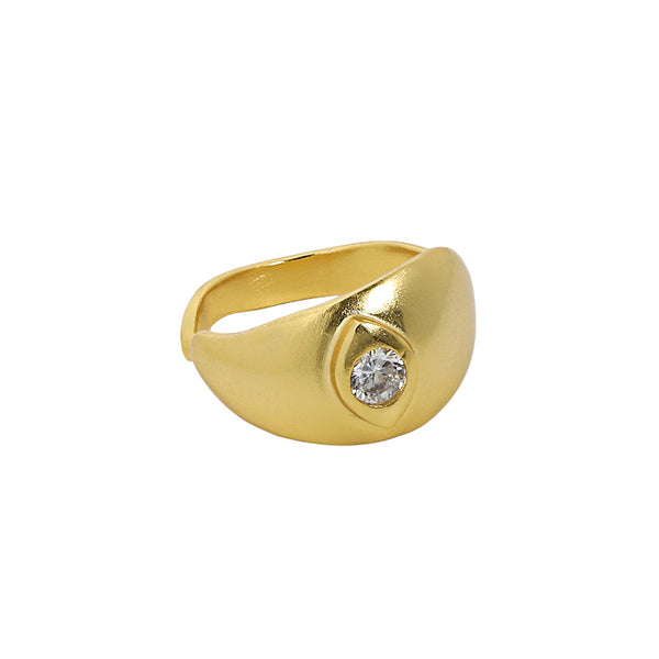 Lovcia Devil's Eye CZ Ring Gold Tone Adjustable 925-Rings-Yellow Gold-Yellow Gold