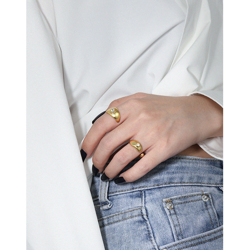 Lovcia Devil's Eye CZ Ring Gold Tone Adjustable 925-Rings-Yellow Gold-Yellow Gold