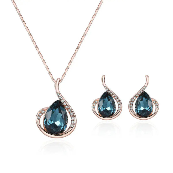 Lovcia Diamond Crystal Necklace And Earrings Two-piece Bridal Wedding Jewellery Set-Necklaces-default-default