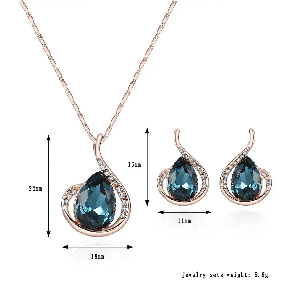 Lovcia Diamond Crystal Necklace And Earrings Two-piece Bridal Wedding Jewellery Set-Necklaces-default-default