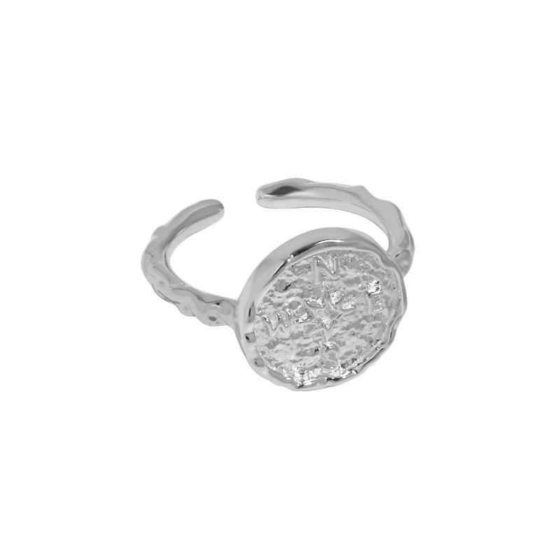 Lovcia Direction Compass Ring 925 Sterling Silver Adjustable-Rings-Yellow Gold-Yellow Gold