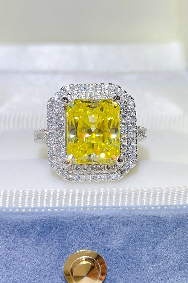 Lovcia Double Halo 2 Carat Moissanite 925 Sterling Silver Ring for Women - Yellow-5- - Buy latest trendy Rings for Women and Girls