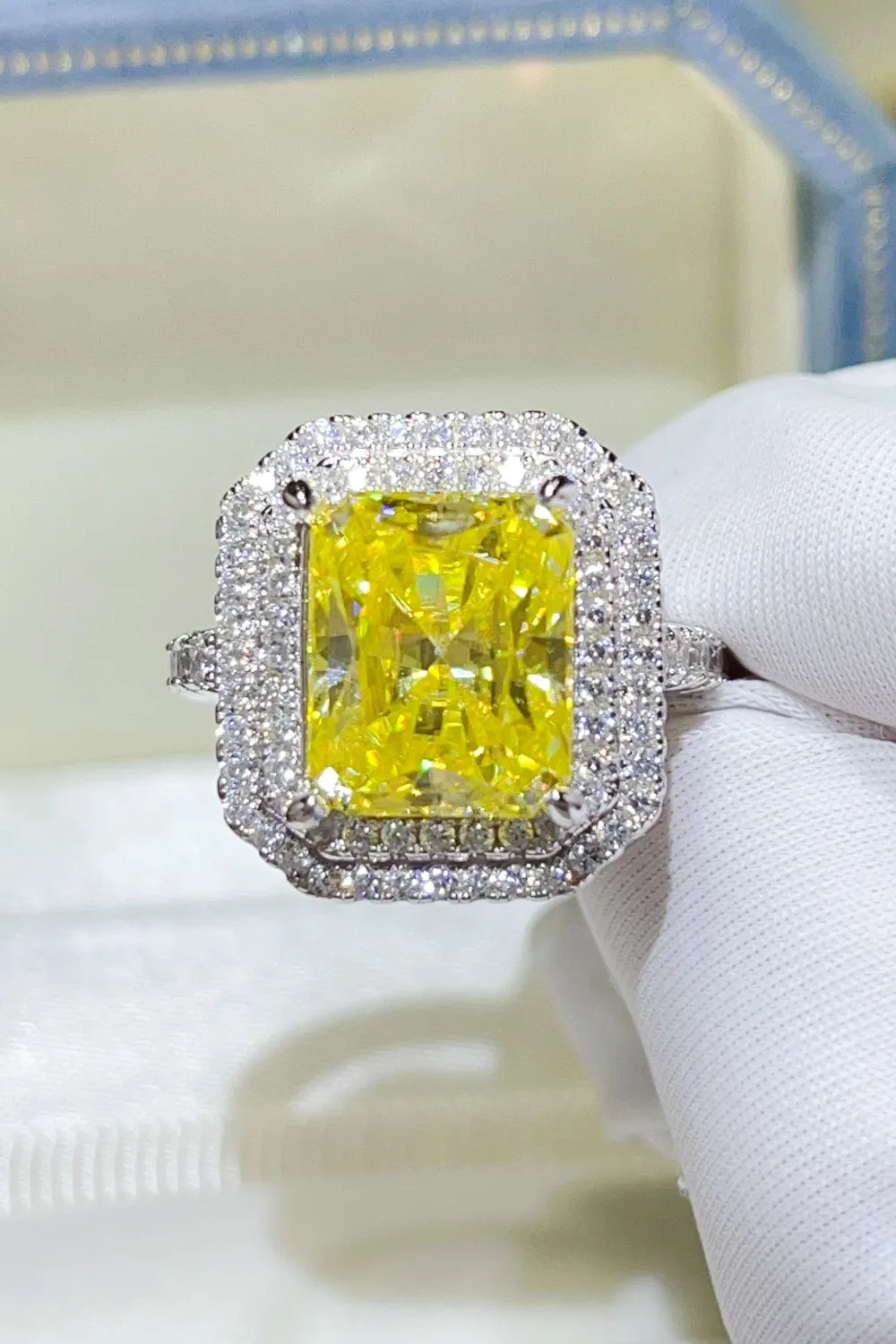 Lovcia Double Halo 2 Carat Moissanite 925 Sterling Silver Ring for Women - Yellow-5- - Buy latest trendy Rings for Women and Girls
