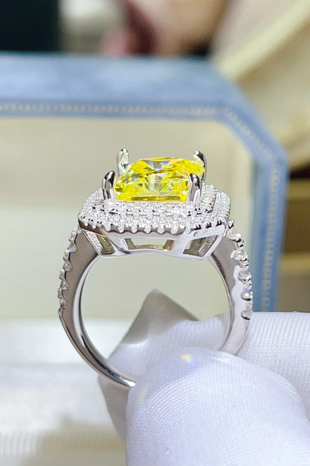 Lovcia Double Halo 2 Carat Moissanite 925 Sterling Silver Ring for Women - Yellow-5- - Buy latest trendy Rings for Women and Girls