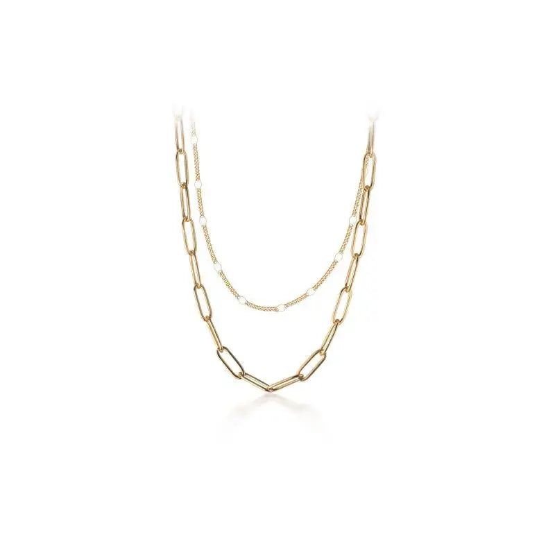 Lovcia Double Layer Hollow Chain 925 Sterling Silver Necklace-Necklaces-Yellow Gold-Yellow Gold