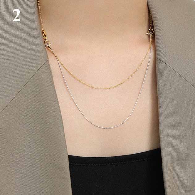 Lovcia Double Layer OT Shape 925 Sterling Silver Necklace-Necklaces-