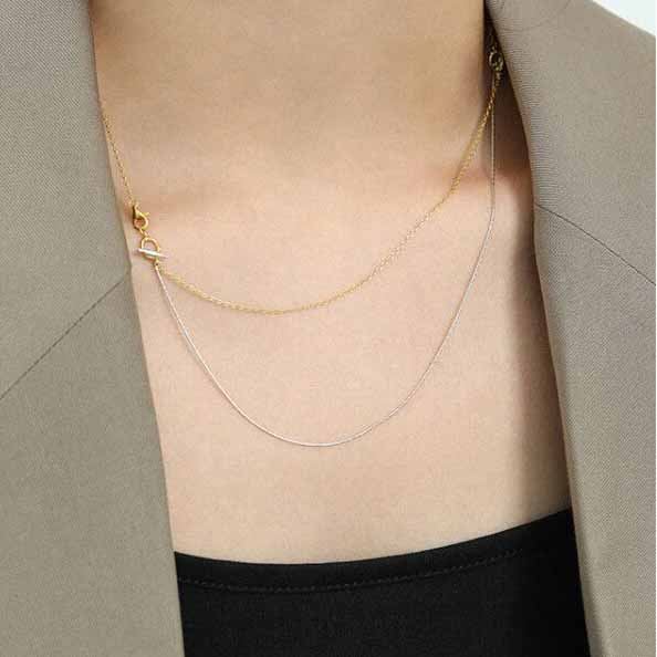 Lovcia Double Layer OT Shape 925 Sterling Silver Necklace-Necklaces-