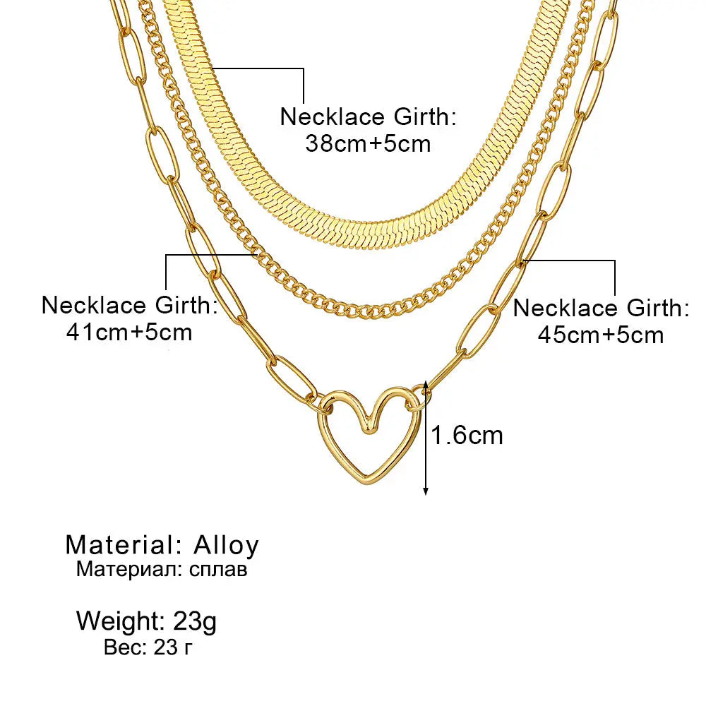 Lovcia Double-layer Peach Heart Pearl Necklace for Women-Necklaces-Gold_HS14671-Gold_HS14671
