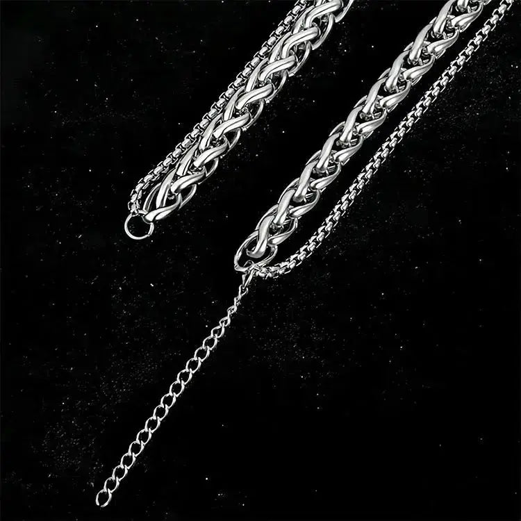 Lovcia Double Layer Rope Chain Stainless Steel Hipster Bracelet For Men and Women-Bracelets-Silver-Silver