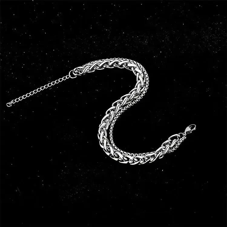 Lovcia Double Layer Rope Chain Stainless Steel Hipster Bracelet For Men and Women-Bracelets-Silver-Silver