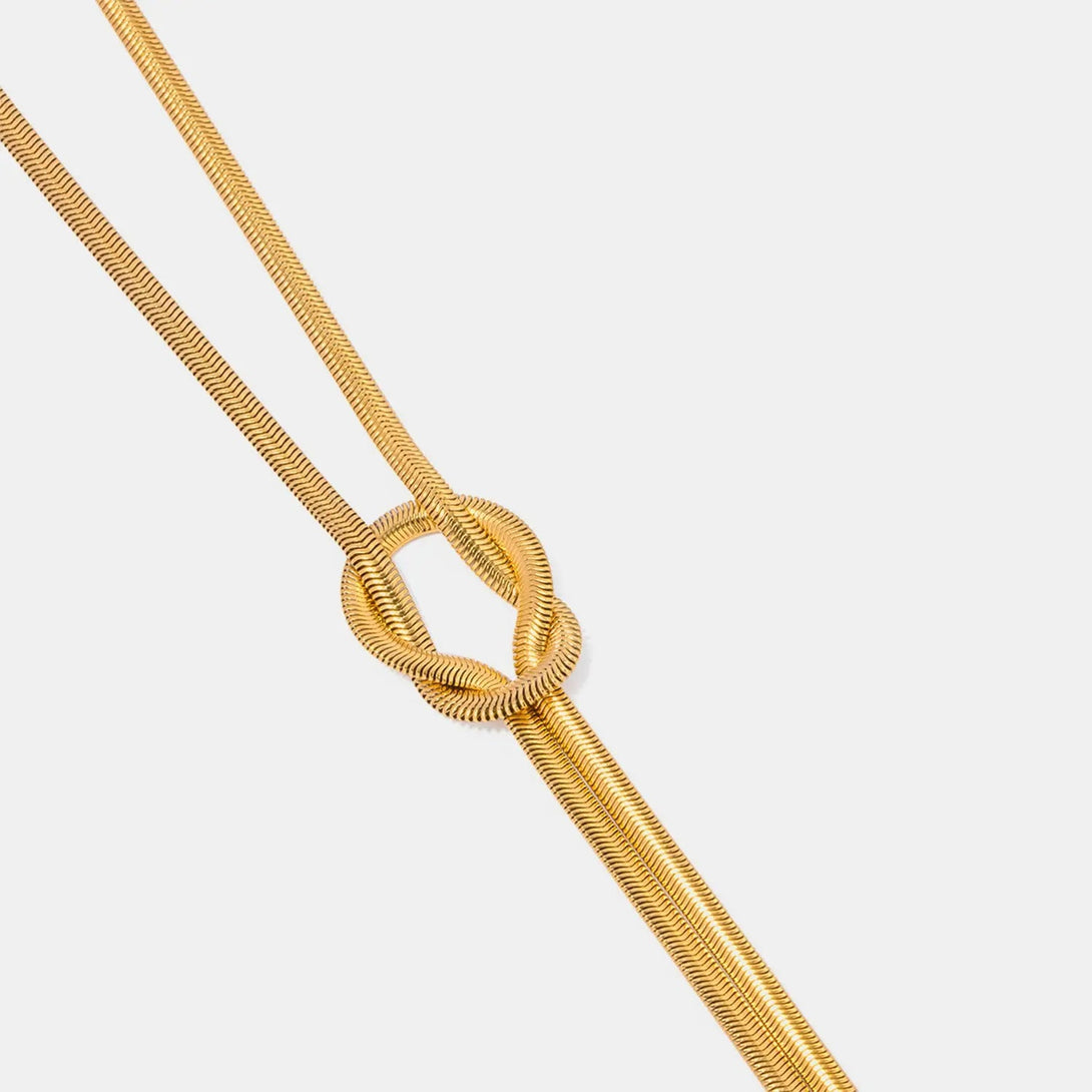 Lovcia Double Layered Knot Herringbone Choker Necklace-Necklaces-Gold-One Size-Gold