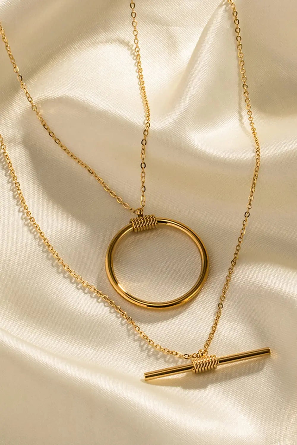 Lovcia Double-Layered Stainless Steel Necklace-Necklaces-Gold-One Size-Gold