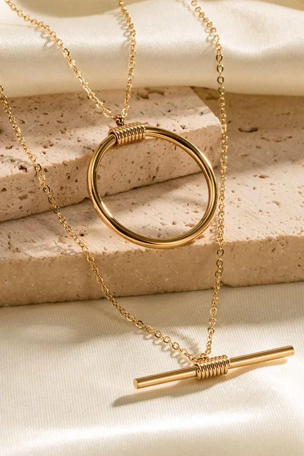 Lovcia Double-Layered Stainless Steel Necklace-Necklaces-Gold-One Size-Gold