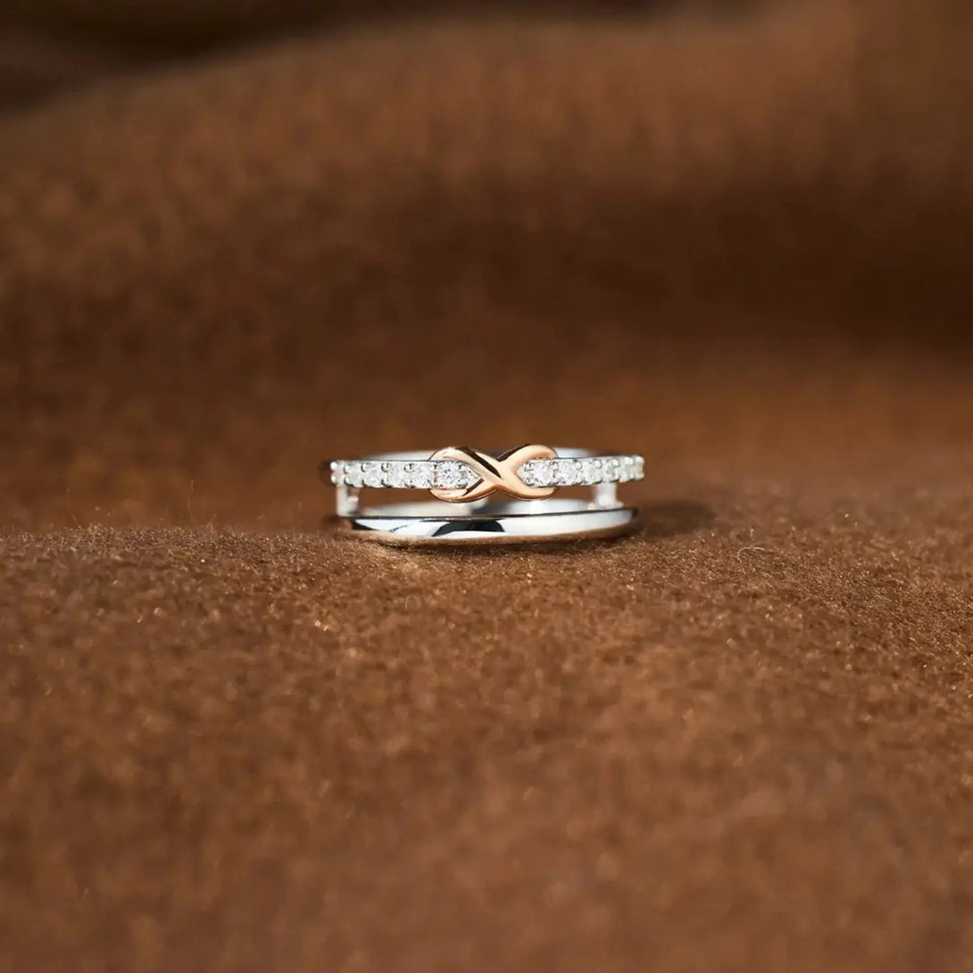 Lovcia Double-Layered Zircon 925 Sterling Silver Ring-Rings-Silver-6-Silver