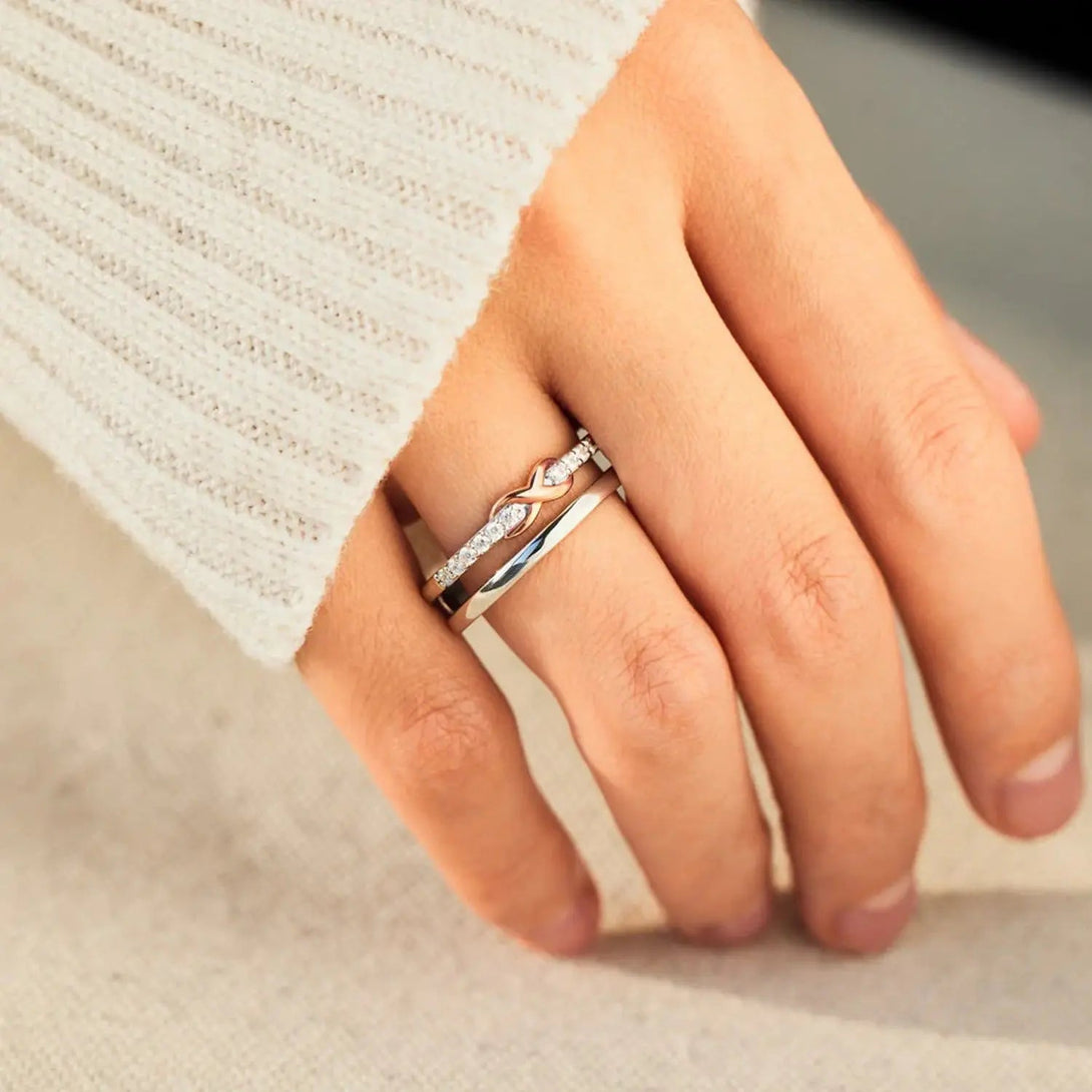Lovcia Double-Layered Zircon 925 Sterling Silver Ring-Rings-Silver-6-Silver