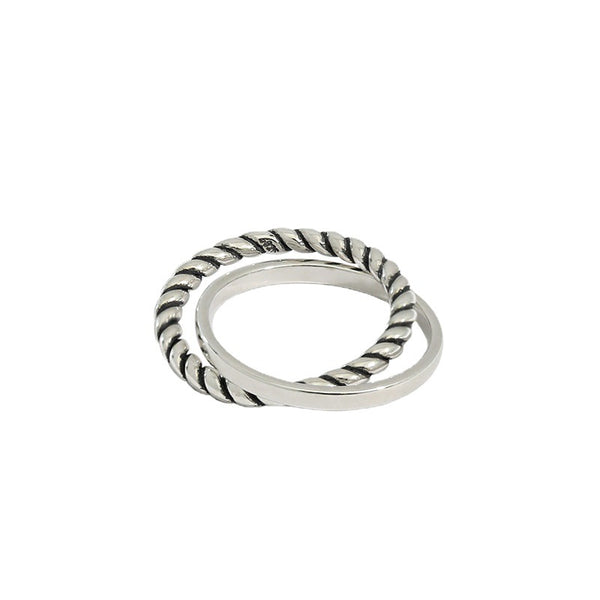 Lovcia Double Twisted Sterling Silver Ring Adjustable-Rings-US 8-US 8