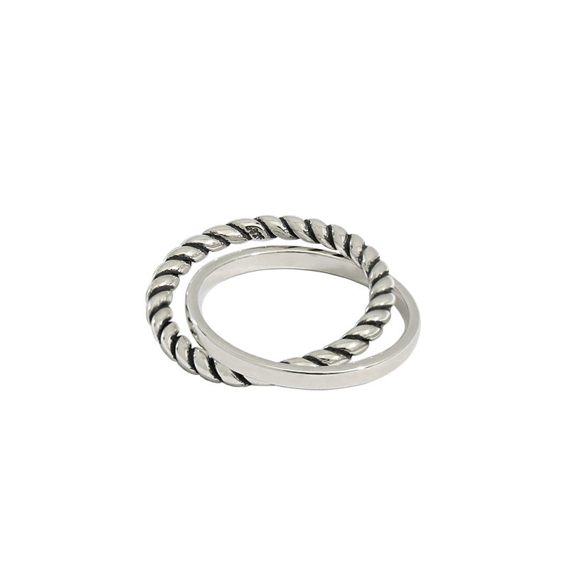 Lovcia Double Twisted Sterling Silver Ring Adjustable-Rings-US 8-US 8