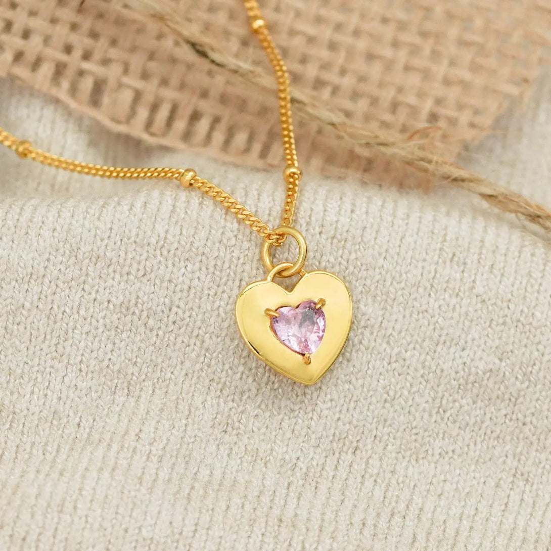 LOVCIA Dual Two Sides Wearing Styles Pink CZ Heart 925 Sterling Silver Necklace