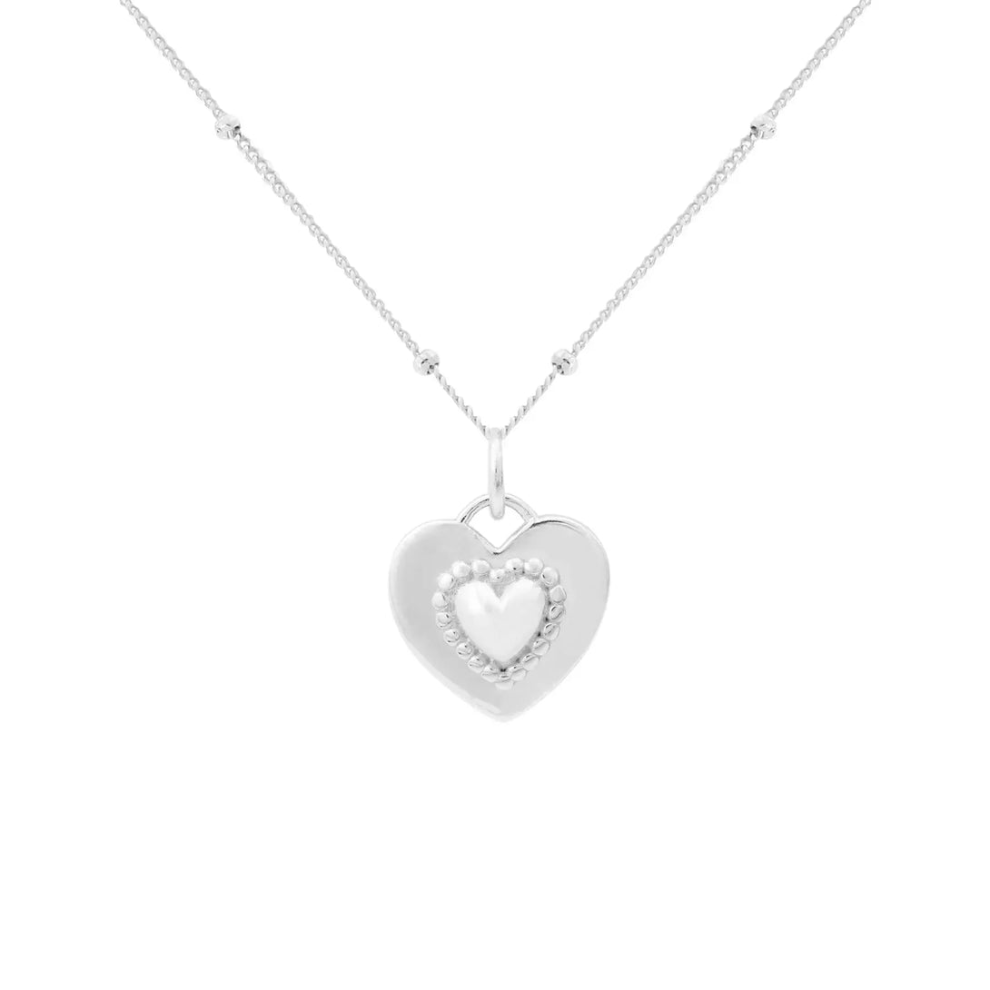 LOVCIA Dual Two Sides Wearing Styles Pink CZ Heart 925 Sterling Silver Necklace