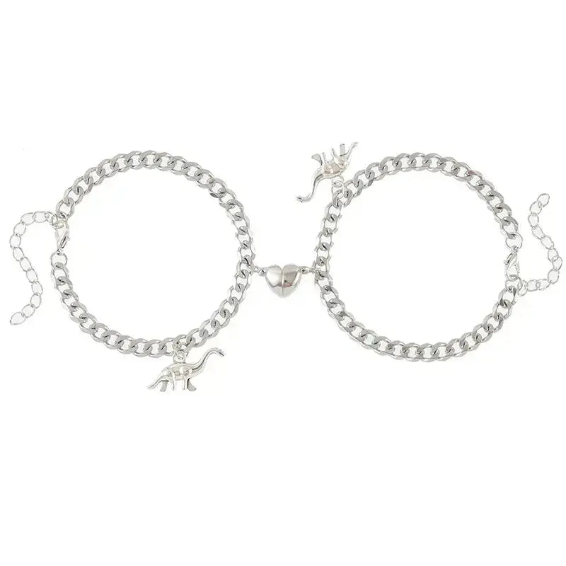 Lovcia Dynamic Love Stainless Steel Dinosaur Bracelet Set for Couples-Bracelets-Dinosaur 1-Dinosaur 1