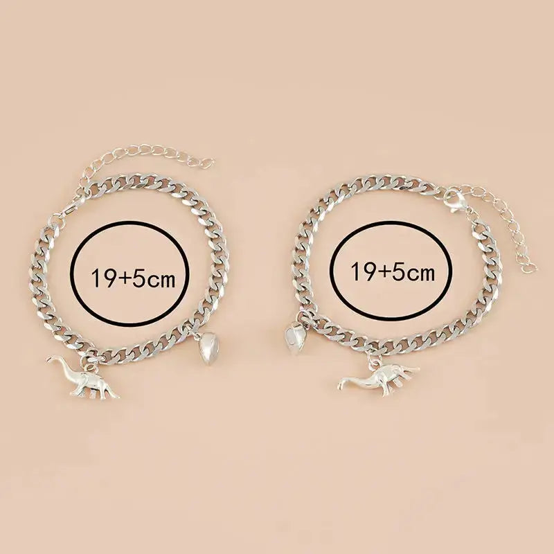 Lovcia Dynamic Love Stainless Steel Dinosaur Bracelet Set for Couples-Bracelets-Dinosaur 1-Dinosaur 1