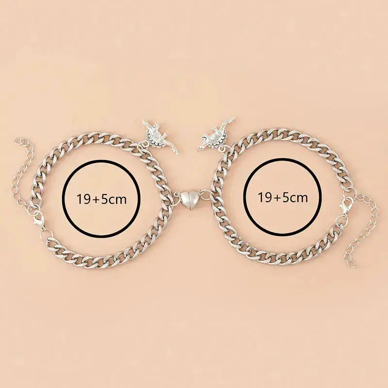 Lovcia Dynamic Love Stainless Steel Dinosaur Bracelet Set for Couples-Bracelets-Dinosaur 1-Dinosaur 1