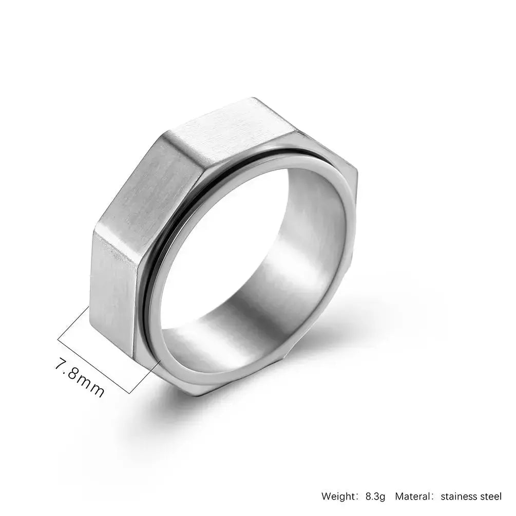 Lovcia Dynamic Octagon Nut Titanium Steel Decompression Ring-Rings-Black-No 10-Black