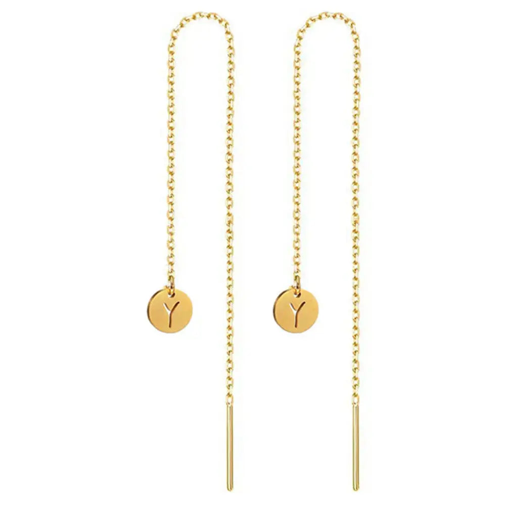 Lovcia Elegance Defined Radiant Stainless Steel Long Earrings-Earrings-Gold-A-Gold