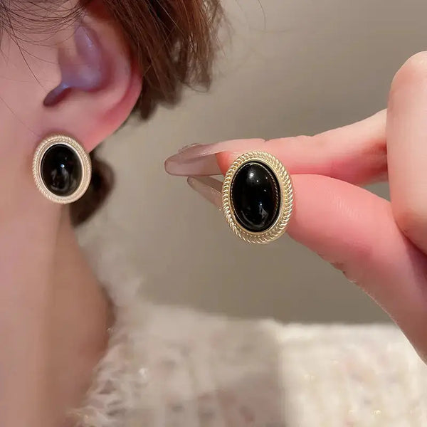 Lovcia Elegance Gemstone Alloy Studs for Women-Earrings-Gold-One Size-Gold