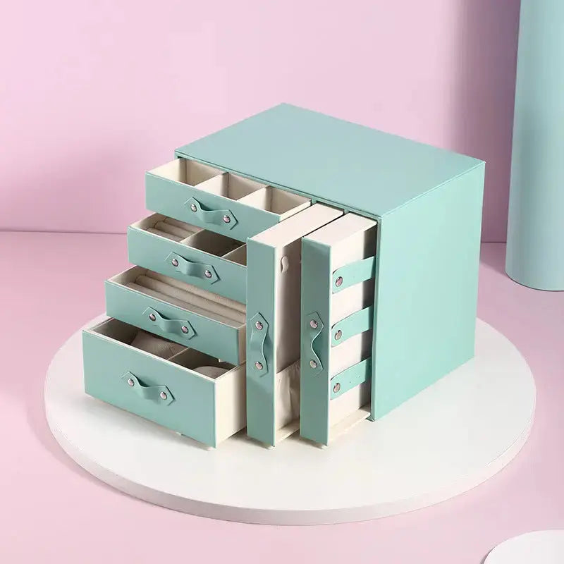 Lovcia Elegance Multi-layer Compartment Jewellery Storage Box-Jewelry Storage Box-Green-Green