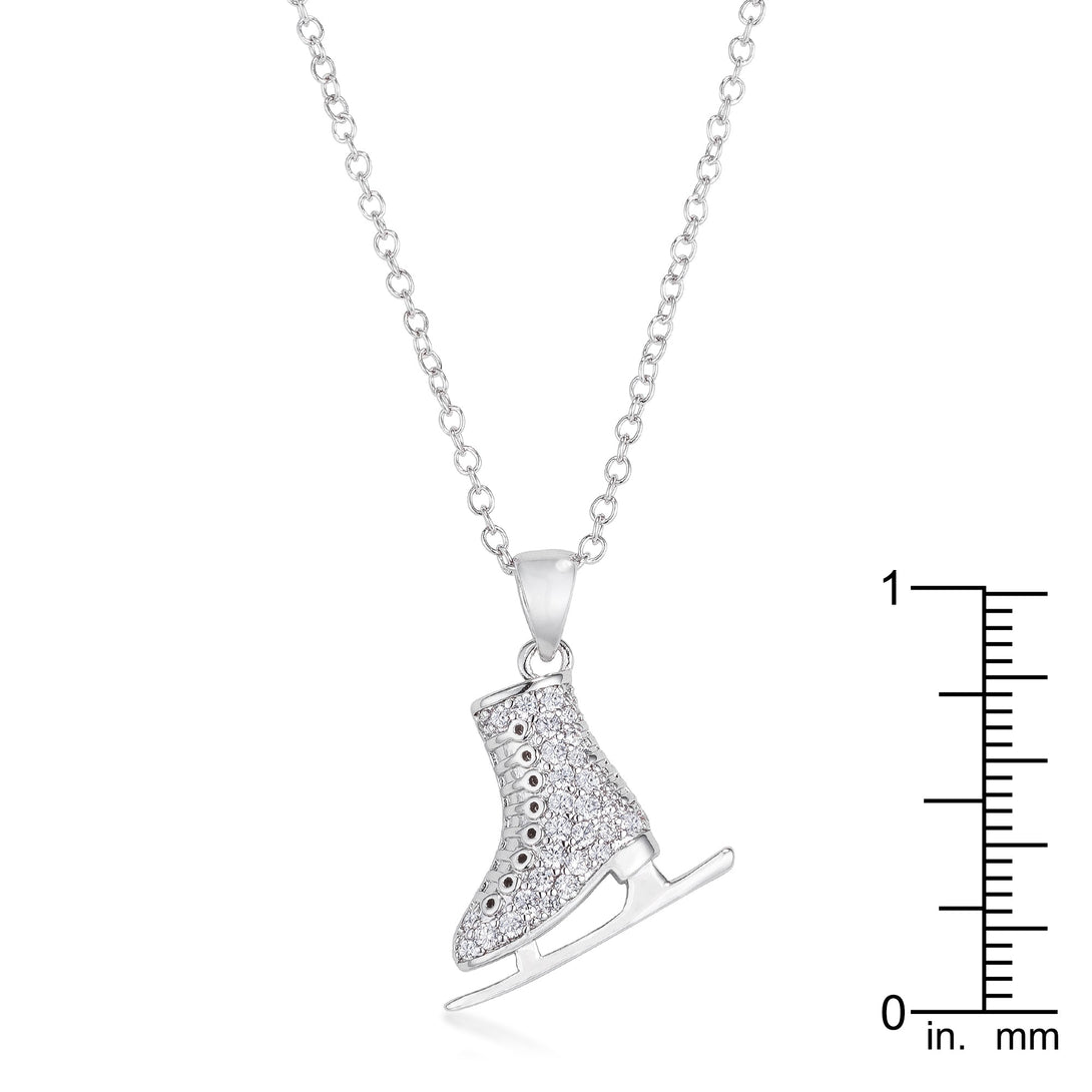 Lovcia Elegant 0.4Ct Rhodium-Plated Pave Ice Skate Necklace-Pendants-