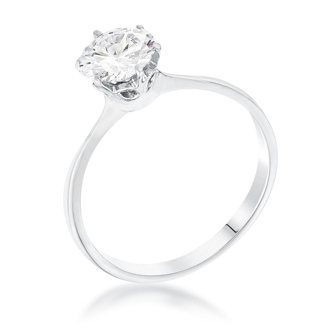 Lovcia Elegant 1 Carat CZ Rhodium Solitaire Engagement Ring-Rings-5-5