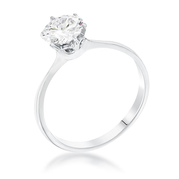 Lovcia Elegant 1 Carat CZ Rhodium Solitaire Engagement Ring-Rings-5-5