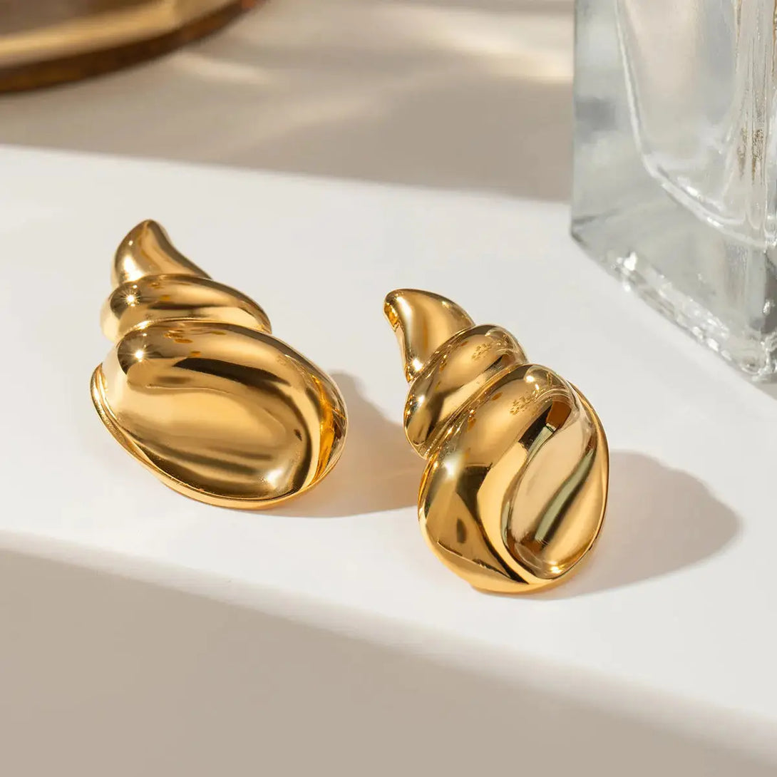 Lovcia Elegant 18K Gold-Plated Conch Shell Earrings for Women-Earrings-Gold-One Size-Gold
