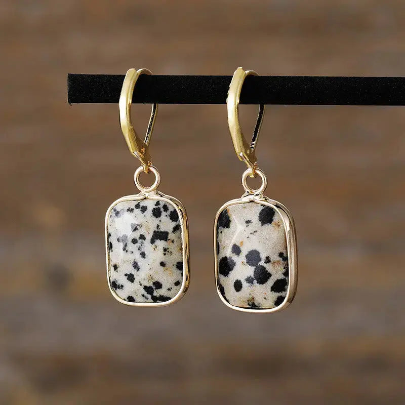 Lovcia Elegant 18K Gold-Plated Natural Stone & Copper Dangle Earrings for Women-Earrings-Beige-One Size-Beige