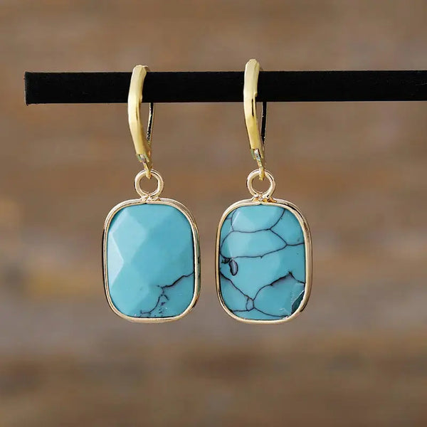 Lovcia Elegant 18K Gold-Plated Natural Stone & Copper Dangle Earrings for Women-Earrings-Sky Blue-One Size-Sky Blue